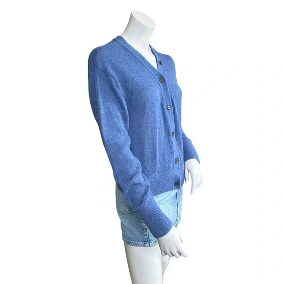 Madewell Blue Alpaca Blend Long Sleeve Cropped V Neck Cardigan Sweater Medium - Picture 6 of 9